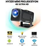 HY320 Mini Taşınabilir Projeksiyon Cihazı Ultra Hd Android Ev Projektörü Wifi,bluetooth,hdmı - Siyah