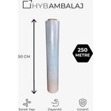 Hyb Ambalaj 50CM x 250MT Palet Streç Film 17 Mikron 2,3 kg - Dayanıklı Koli Ambalajlama ve Paketleme Streci