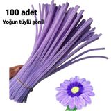hyc heryerçiçeklenir 100 Adet Açık Mor Şönil, Çiçek Yapımına Uygun Tüylü Tel, 30 Cm 6 Mm