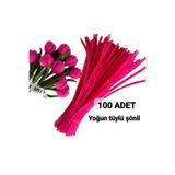 hyc heryerçiçeklenir 100 Adet Fuşya Şönil, Çiçek Yapımına Uygun Tüylü Tel, 30 Cm 6 mm