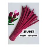 hyc heryerçiçeklenir 100 Adet Mercan Kırmızısı Şönil, Çiçek Yapımına Uygun Tüylü Tel, 30 Cm 6 Mm