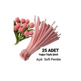 hyc heryerçiçeklenir 25 Adet Açık Pembe Şönil ,Çiçek Yapımına Uygun Tüylü Tel, 30 Cm 6 mm