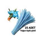 hyc heryerçiçeklenir 25 Adet Buz Mavisi Şönil, Çiçek Yapımına Uygun Tüylü Tel, 30 Cm 6 Mm