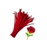 hyc heryerçiçeklenir 25 Adet Kırmızı Şönil , Çiçek Yapımına Uygun Tüylü Tel, 30 Cm 6 Mm