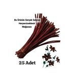 hyc heryerçiçeklenir 25 Adet Koyu Kahve Şönil, Çiçek Yapımına Uygun Tüylü Tel, 30 Cm 6 Mm