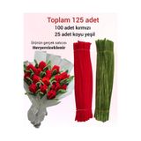 hyc heryerçiçeklenir 2'li Kırmızı ve Yeşil Seti ,Çiçek Yapımına Uygun Tüylü Tel, 30 Cm 6 mm