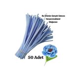 hyc heryerçiçeklenir 50 Adet Açık Mavi Şönil, Çiçek Yapımına Uygun Tüylü Tel, 30 Cm 6mm