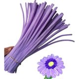 hyc heryerçiçeklenir 50 Adet Açık Mor Şönil, Çiçek Yapımına Uygun Tüylü Tel, 30 Cm 6mm