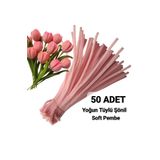 hyc heryerçiçeklenir 50 Adet Açık Pembe Şönil, Çiçek Yapımına Uygun Tüylü Tel, 30 Cm 6mm