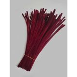 hyc heryerçiçeklenir 50 Adet Bordo Şönil, Çiçek Yapımına Uygun Tüylü Tel, 30 Cm 6mm