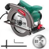 Hychika el daire testere, 1300W, 4500RPM, 185mm, yüksek güçlü motor, kesme derinliği 65mm (90), 45mm (45), kılavuz ray, toz giderme, ahşap/plastik kesmek için
