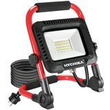 Hychika LED şantiye projektörü, 30 W spot, taşınabilir çalışma lambası, 3000 lm, 6500 K, soğuk beyaz, IP65 su geçirmez, garaj, şantiye, acil durum aydınlatması için, 100 W x 2 yerine geçer [enerji