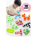 Hyd 10 Adet Magic Snake Rubik Şekilden Şekle Giren Sihirli Yılan Zeka Küpü Karne Hediyesi Oyuncak