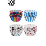hyd 100'Lü Muffin Kağıdı Kek Kalıbı Desenli Çok Renkli,01255HYD23243329