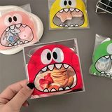 Hyd 20 Adet Canavar Desenli Bantlı Şeffaf Poşet Hediyelik Kendinden Yapışkanlı Jelatin 10X15CM - Renkli