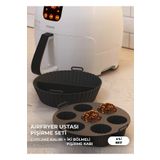 Hyd 2'li Set Silikon Airfryer Iki Bölmeli Pişirme Kabı Ve Cupcake Kabı Aksesuar
