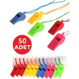 HYD 50 Adet Plastik Ipli Düdük Deprem Düdüğü Hakem Düdüğü - Renkli
