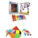 hyd Ahşap 8'Li Selefon Ksilofon+Mini Helezon Koordinasyon Oyunu+Tangram Set Çok Renkli