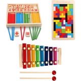 HYD Ahşap Sayı Sayma Çubukları Tetris ve Selefon Ksilefon Eğitici Oyuncak Set