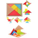 HYD Ahşap Tangram Eğitici Oyuncak Mini Boy 7x7 cm Zeka Gelişim İçin Renkli Parçalarla