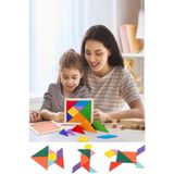 hyd Ahşap Tangram Zeka Gelişim Eğitici Oyuncak Mini Boy 7X7 Cm Çok Renkli