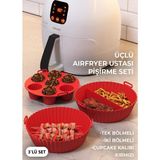 HYD Airfryer Ustası Pişirme Seti 3'lü Silikon Pişirme Kabı Kalıbı Kağıdı - 1 Adet