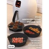HYD Airfryer Ustası Pişirme Seti 3'lü Silikon Pişirme Kabı Kalıbı Kağıdı