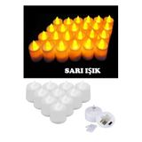 Hyd Ledli Mum Tealight Işıklı Dumansız Alevli Pilli Led Mum 24 Adet Pil Dahil