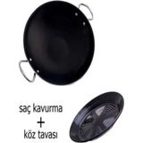 HYD Saç Kavurma Gözleme Tavası ve Közleme Tavası Közmatik İkili Set - Siyah - Renk
