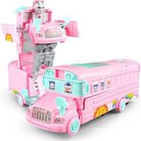 Hyd Sevimli Pembe Dönüşebilen Okul Otobüsü Trasformace Robot Pilli Işıklı Müzikli Araba