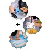 hyd Silikon Hamur Matı+ Silikon Fırın Eldiveni+ Çelik Basmalı Otomatik Çırpıcı Set Gri
