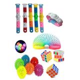 Hyd Stres Giderici Set 1 Bileklik Popit 1 Zeka Küpü 1 Stres Yayı 1 Işıklı Dikenli Stres Topu