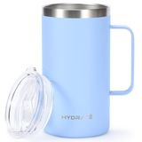 HYDRATE Saplı Bardak 24oz Pastel Açık Mavi Kahve Kupası, Paslanmaz Çelik Yeniden Kullanılabilir Seyahat Kupası, BPA İçermeyen ve Toksin İçermeyen Vakum Yalıtımlı Kamp Termal Toz Kaplı Kapaklı Kupa