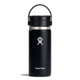 HYDRO FLASK - Seyahat Termos Şişesi 473 ml (16 oz) - Vakum Yalıtımlı Paslanmaz Çelik Kahve Kupası Termo - Flex Sip Lid Sızdırmaz - Yolculuk için Kahve Seyahat Kupası - Paslanmaz Çelik - Geniş Ağız - Siyah