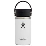 HYDRO FLASK - Seyahat termosu, 354 ml (12 oz) – Vakum yalıtımlı paslanmaz çelik termos – sızdırmaz esnek içecek kapağı – kahve için termos – ağız boyutu – beyaz