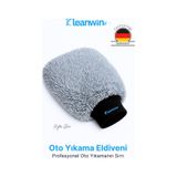 Hydroglove Mikrofiber Oto Yıkama Eldiveni Sünger Dolgulu Araç Temizlik ve Araba Cila Eldiveni - Gri