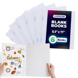 Hygloss Products beyaz ciltsiz kitaplar – yazma, çizim, eskiz, günlük, fotoğraf albümü, koleksiyon defteri – 21,6 x 27,9 cm, 6 adet