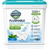 Hygrex Islak Tuvalet Kağıdı Tuvalete Atılabilen Flushable Tuvalet Kağıt 500 Adet %100 Selüloz Suda Çözünen