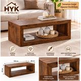 Hyk Atölye Atölye Doğal Ahşap Orta Sehpa – Raflı, Modern ve Rustik Tasarım - AÇIK CEVİZ KOYU CEVİZ MEŞE
