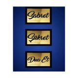 Hyl 3D Sabret Şükret Dua Et 3'Lü Set Gümüş Ayna (26X16) Dişi Gold Muhteşem Bir Hediyelik
