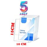 HYL A6 L Tipi Dikey Pleksi Föylük Şeffaf Masaüstü Broşürlük ve Menülük Akrilik Stand 15X10 CM (5 ADET)