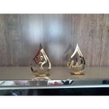 Hyl Damla Motifli Ayakli Allah (C.c.) Ve Hz.muhammed (Sav) Lafzi Gold Ayna Pleksi Standli