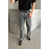 HYMAN Erkek Baggy Jean Pantolon Yüksek Bel Antrasit Renkli Bol Kesim Günlük Stil Denim Kumaş