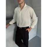 HYMAN Erkek Oversize Kesim Keten Gömlek - Bej