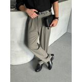 HYMAN Erkek Pileli Baggy Kalıp Kumaş Pantolon HAKİ XL