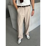 HYMAN Erkek Pileli Baggy Kalıp Kumaş Pantolon - Krem