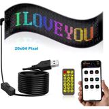 Hymark 35X10CM Programlanabilir LED Matrix Kayan Yazı 20X64 Pixel Emoji Tabela Araba Bluetooth App Kontrol - Siyah - 35 cm