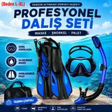 Hymark Full Dalış Seti (L-Xl) Beden Maske Şnorkel Palet Ayarlanabilir Profesyonel Deniz Seti Taşıma Çantalı