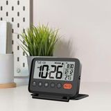 Hymark Lcd Katlanır 10x8cm Dijital Masa Saati Çalar Saat Takvim Sıcaklık Led Pilli Seyahat Ofis Ev Siyah