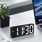 Hymark Led Ekran Usb Güç Dijital Aynalı Masa Saati Sıcaklık Alarm Takvim/Adpt